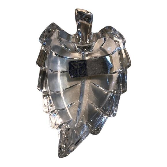 Vintage Lead Clear Leaf Crystal Dish by Zajecar - Candy, Trinkets or Jewelry - Picture 4 of 4